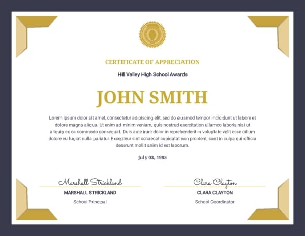 This certificate template is perfect for any occasion or accomplishment. It has a clean, thoughtful design and can effortlessly be customized to fit your requirements.